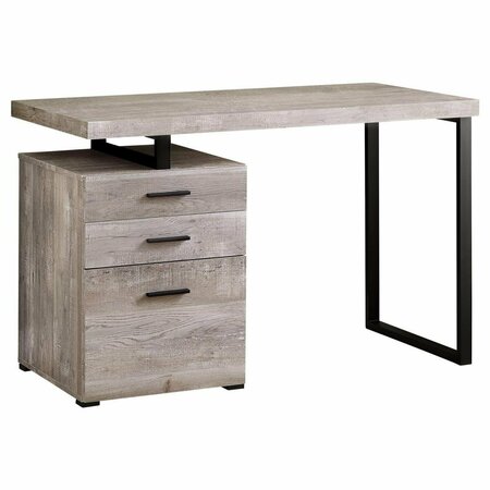 DAPHNES DINNETTE 48 in. Taupe Reclaimed Wood & Black Metal Computer Desk DA3593927